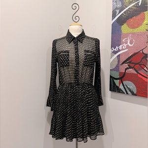 Alice Moon Sheer Top Pleated Dress with Collar